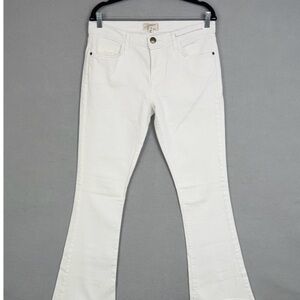Current Elliott Jeans Womens 29 White The Flip Flop Mid Rise Flare Frayed Hem